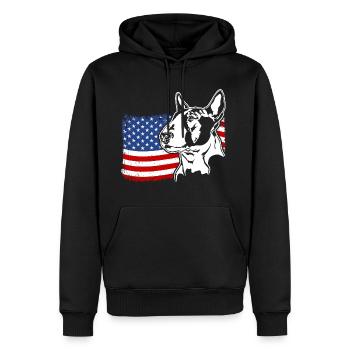 Bull Terrier US America Flag Dogs Dog Wilsigns - Men’s Premium Organic Hoodie - black - Front - Nico (187cm)