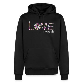 ICU Life love Drôle de chemise de soins infirmiers - Sweat à capuche Premium bio Homme - noir - Devant - Nico (187cm)