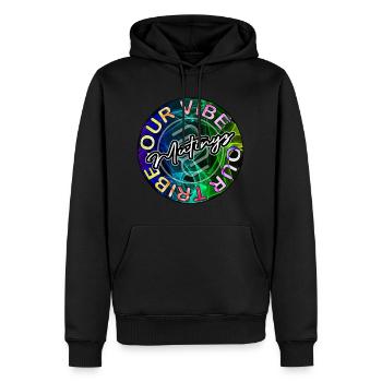 Mutinyz ovot circle logo - Men’s Premium Organic Hoodie - black - Front - Nico (187cm)