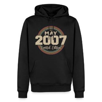 Mai 2007 Vintage Nées En Mai 2007 Anniversaire - Sweat à capuche Premium bio Homme - noir - Devant - Nico (187cm)