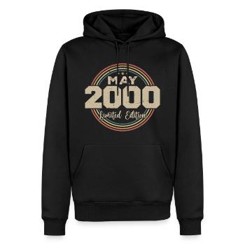 Mai 2000 Vintage Nées En Mai 2000 Anniversaire - Sweat à capuche Premium bio Homme - noir - Devant - Nico (187cm)