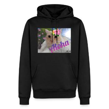 Aloha Katze im Urlaub - Männer Premium Bio Hoodie - Schwarz - Vorne - Nico (187cm)