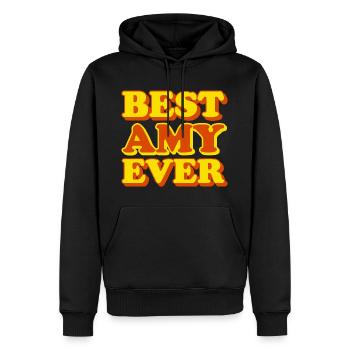 Amy First Name Funny Gift - Men’s Premium Organic Hoodie - black - Front - Nico (187cm)