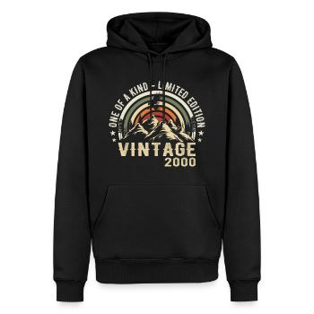 Born in 2000 Vintage 2000 Retro Anniversary 2000 - Men’s Premium Organic Hoodie - black - Front - Nico (187cm)
