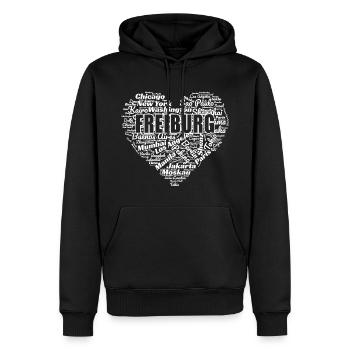 FREIBURG - Männer Premium Bio Hoodie - Schwarz - Vorne - Nico (187cm)