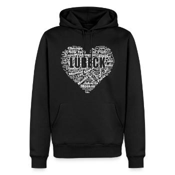 LÜBECK - Sweat à capuche Premium bio Homme - noir - Devant - Nico (187cm)