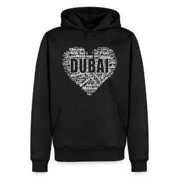 DUBAÏ - Sweat à capuche Premium bio Homme - noir - Devant - Nico (187cm)
