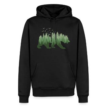 Forêt, Grizzly, Ours, Silhouette, Arbres, Nature sauvage, Nature - Sweat à capuche Premium bio Homme - noir - Devant - Nico (187cm)