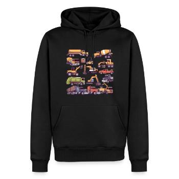 Camion Camions Poubelle Camion Bétonnière Chariot élévateur - Sweat à capuche Premium bio Homme - noir - Devant - Nico (187cm)