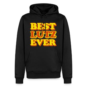 Lutz Prénom Drôle Cadeau - Sweat à capuche Premium bio Homme - noir - Devant - Nico (187cm)