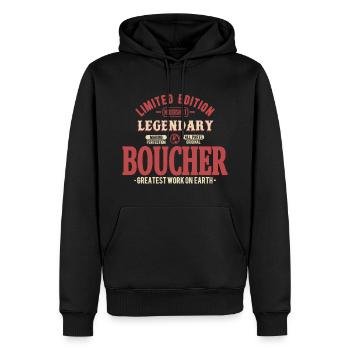 Boucher - Sweat à capuche Premium bio Homme - noir - Devant - Nico (187cm)