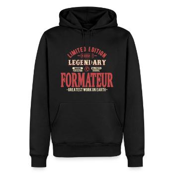 Formateur - Sweat à capuche Premium bio Homme - noir - Devant - Nico (187cm)
