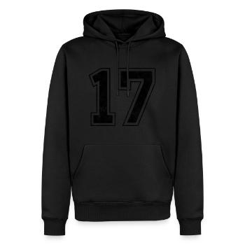 Anzahl 17 - Männer Premium Bio Hoodie - Schwarz - Vorne - Nico (187cm)