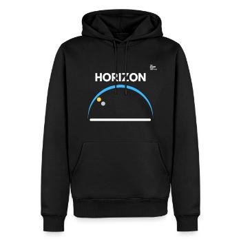 HORIZONT - Männer Premium Bio Hoodie - Schwarz - Vorne - Nico (187cm)