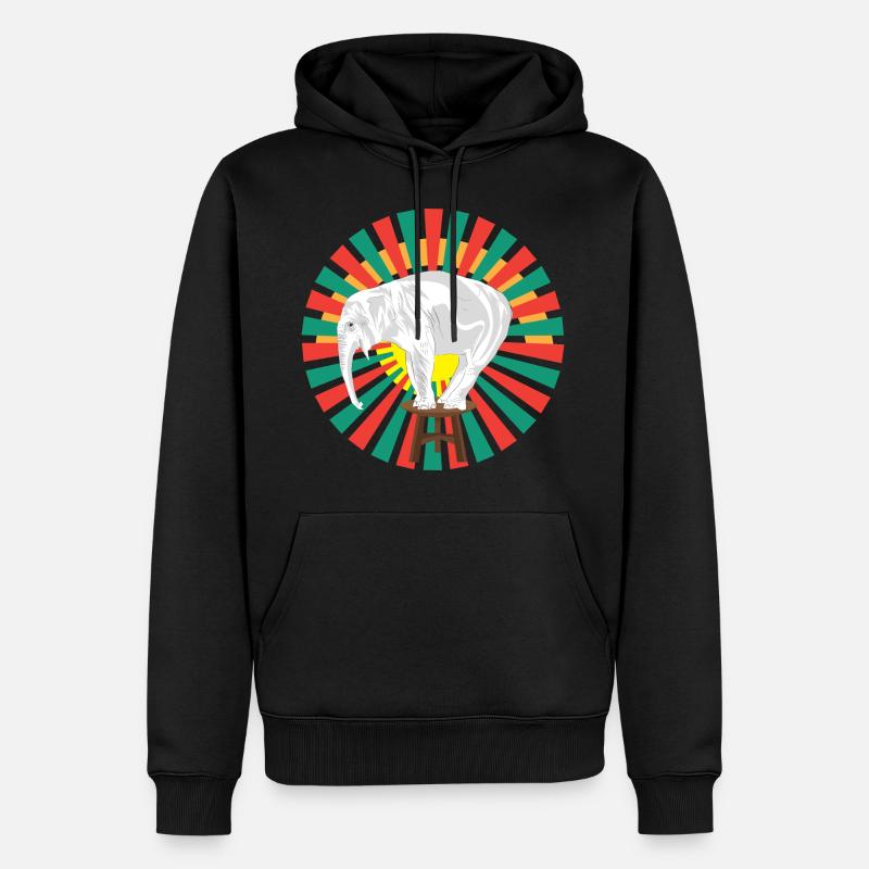 Weißer Elefant im Zirkus - Männer Premium Bio Hoodie - Schwarz