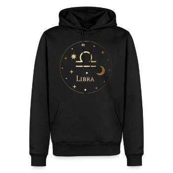 Libra - Waage - Sternzeichen - Horoskop - Männer Premium Bio Hoodie - Schwarz - Vorne - Nico (187cm)