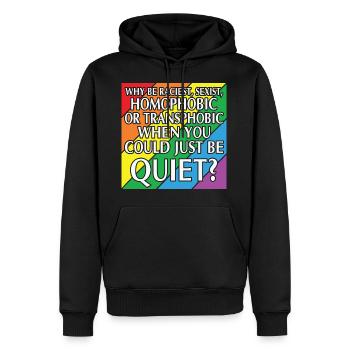 LBGT Flag Gay Pride Human pourrait juste être tranquille - Sweat à capuche Premium bio Homme - noir - Devant - Nico (187cm)
