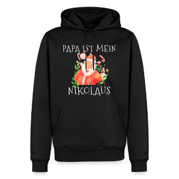 Papa ist mein Nikolaus Weihnachten - Männer Premium Bio Hoodie - Schwarz - Vorne - Nico (187cm)