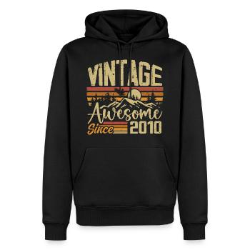 Vintage 2010 Rétro Cadeau D’anniversaire 2010 - Sweat à capuche Premium bio Homme - noir - Devant - Nico (187cm)