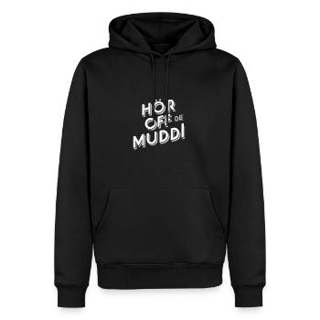 Dialecte saxon Hör off de muddi - Sweat à capuche Premium bio Homme - noir - Devant - Nico (187cm)