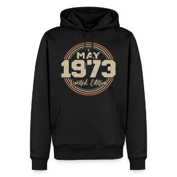 Mai 1973 Vintage Nées En Mai 1973 Anniversaire - Sweat à capuche Premium bio Homme - noir - Devant - Nico (187cm)