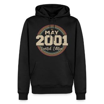Mai 2001 Vintage Nées En Mai 2001 Anniversaire - Sweat à capuche Premium bio Homme - noir - Devant - Nico (187cm)