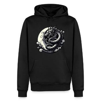 Silhouette de dragon mystique - Sweat à capuche Premium bio Homme - noir - Devant - Nico (187cm)