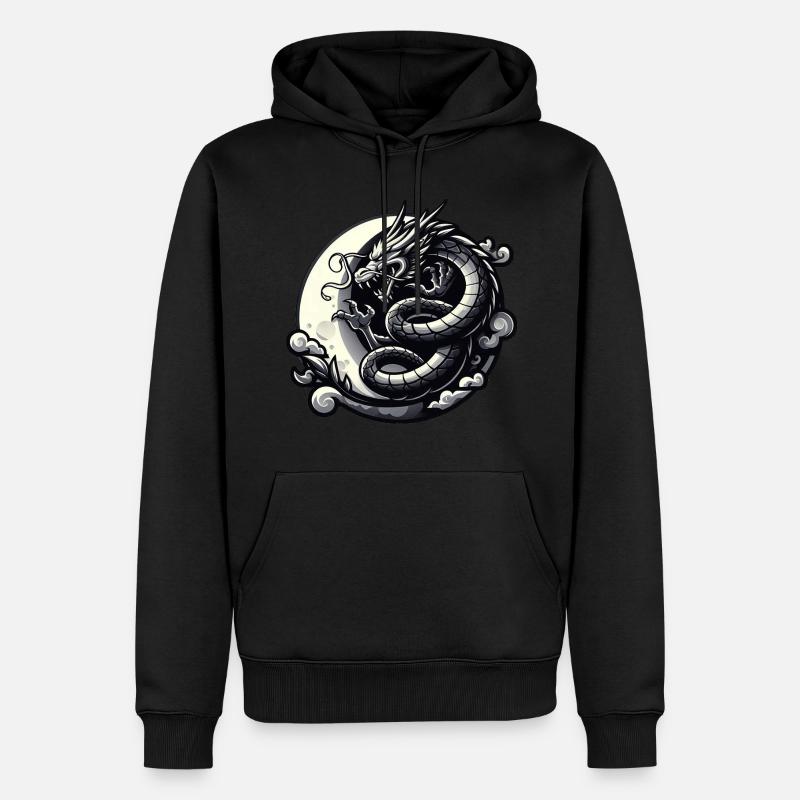 Silhouette de dragon mystique - Sweat à capuche Premium bio Homme - noir