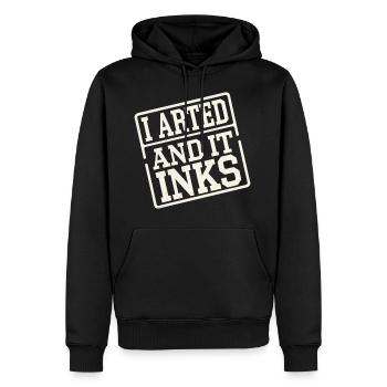 I Arted And It Inks 13 - Männer Premium Bio Hoodie - Schwarz - Vorne - Nico (187cm)