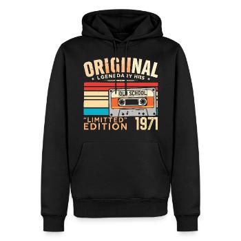 Original 1971, Légendaire depuis 1971 Vintage 1971 - Sweat à capuche Premium bio Homme - noir - Devant - Nico (187cm)