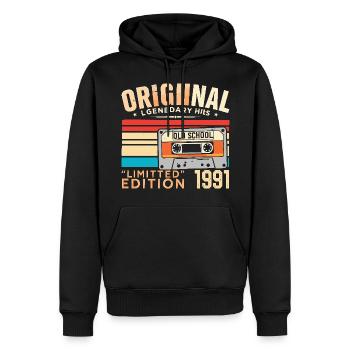 Original 1991, Legendär seit 1991 Jahrgang 1991 - Männer Premium Bio Hoodie - Schwarz - Vorne - Nico (187cm)