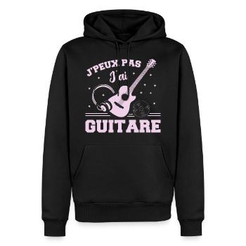 Je Peux Pas J ai Guitare - Sweat à capuche Premium bio Homme - noir - Devant - Nico (187cm)
