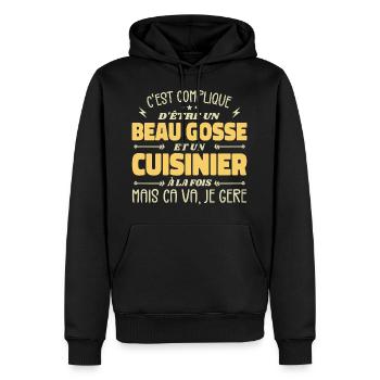 Handsome Man Cook - Men’s Premium Organic Hoodie - black - Front - Nico (187cm)