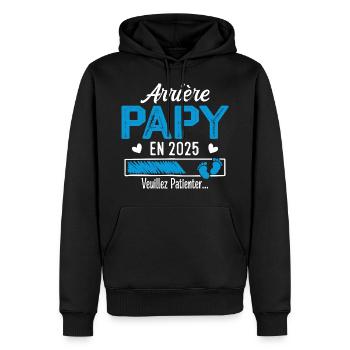 Ur-Opa im Jahr 2025 Geschenk Zukunft Opa - Männer Premium Bio Hoodie - Schwarz - Vorne - Nico (187cm)