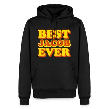 Jakob Prénom Drôle de cadeau - Sweat à capuche Premium bio Homme - noir - Devant - Nico (187cm)