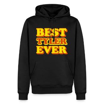 Cadeau amusant avec prénom Tyler - Sweat à capuche Premium bio Homme - noir - Devant - Nico (187cm)