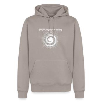 COSMIC COASTER - Männer Premium Bio Hoodie - Taupe - Vorne - Nico (187cm)