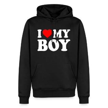 I love my boy - Sweat à capuche Premium bio Homme - noir - Devant - Nico (187cm)