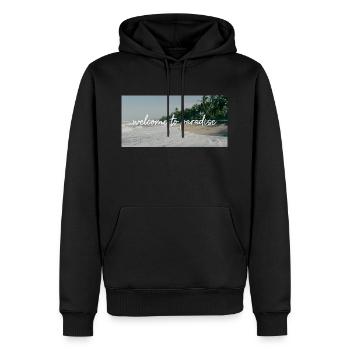 welcome to paradise | Paradise | Strand - Männer Premium Bio Hoodie - Schwarz - Vorne - Nico (187cm)