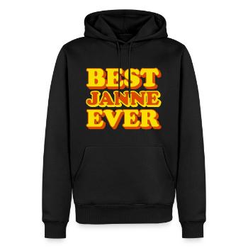 Janne prénom drôle cadeau - Sweat à capuche Premium bio Homme - noir - Devant - Nico (187cm)