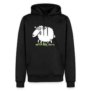 Grinsendes Schaf - Männer Premium Bio Hoodie - Schwarz - Vorne - Nico (187cm)