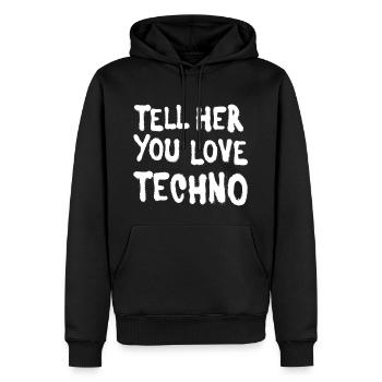 Dites-lui que vous aimez techno II - Sweat à capuche Premium bio Homme - noir - Devant - Nico (187cm)