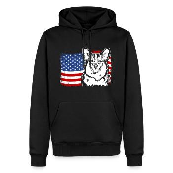 Corgi US Amérique Drapeau Chiens Chien Wilsigns - Sweat à capuche Premium bio Homme - noir - Devant - Nico (187cm)