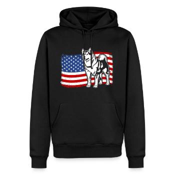 Alaskan Malamute US Amérique Drapeau Chiens Wilsigns - Sweat à capuche Premium bio Homme - noir - Devant - Nico (187cm)