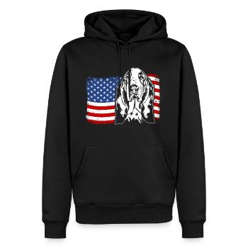 Basset Hound US Amerika Fahne Hunde Wilsigns - Männer Premium Bio Hoodie - Schwarz - Vorne - Nico (187cm)