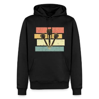 Fléchettes rétro vintage - Sweat à capuche Premium bio Homme - noir - Devant - Nico (187cm)
