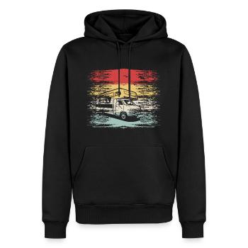 Wohnmobil Trekking Camper Retro Vintage - Männer Premium Bio Hoodie - Schwarz - Vorne - Nico (187cm)