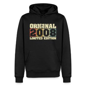 2008 Original Vintage Rétro Anniversaire - Sweat à capuche Premium bio Homme - noir - Devant - Nico (187cm)