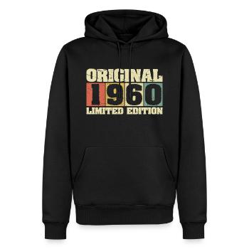 1960 Original Vintage Rétro Anniversaire - Sweat à capuche Premium bio Homme - noir - Devant - Nico (187cm)