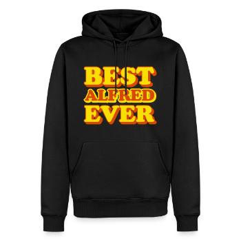 Alfred First name Funny gift - Men’s Premium Organic Hoodie - black - Front - Nico (187cm)